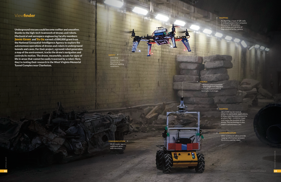WVU drone and robot testing in a tunnel.